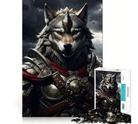 Puzzle da 1000 pezzi "Guerriero con Armatura del Lupo" esercizio mentale divertente,pezzi che si incastrano perfettamente,un modo coinvolgente per passare il tempo libero (50x75cm)