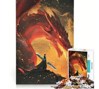 Puzzle da 1000 pezzi Guerriero contro Drago Giocattolo decorativo da parete Stimolante da completare Rafforza l'amore tra le coppie 38x52cm