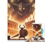 Puzzle da 1000 pezzi: Guerriero contro un demone colossale gioco rompicapo sfida impegnativa ideale come regalo per tutta la famiglia 38x26cm
