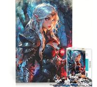 Puzzle da 1000 pezzi: Guerriero elfo con magia del fuoco, gioco interattivo, allena la mente e la mano, con pezzi a incastro di forma casuale 50x75cm