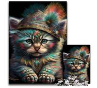 Puzzle da 1000 pezzi "Guerriero indiano Gatto" Puzzle difficili per adulti Gioco per adulti Regalo Gioco interattivo per famiglie Sfida mentale Regalo 26X38CM/10,23x14,96 pollici