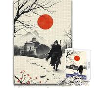 Puzzle da 1000 pezzi Guerriero invernale nel paesaggio asiatico, gioco di apprendimento consapevole e divertente, celebrazioni gioiose, dimensioni 38x26cm