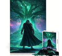Puzzle da 1000 pezzi Guerriero misterioso davanti all'albero luminoso per adolescenti, gioco stimolante, facile e rilassante, taglio preciso, (50x75cm)