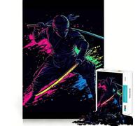 Puzzle da 1000 pezzi "Guerriero Ninja al Neon con Spade" per adulti, gioco per allenare la mente, divertimento rilassante, opera d'arte da assemblare (38x52cm)