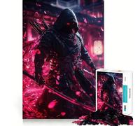 Puzzle da 1000 pezzi "Guerriero Ombra con Katana" per adolescenti, gioco stimolante e divertente, ideale per il relax, con incastri precisi, perfetto come regalo di Natale 50x75cm