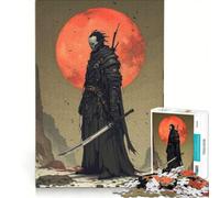 Puzzle da 1000 pezzi: Guerriero Oscuro con Katana e Luna Rossa, Gioco Rilassante, Interazione Genitore-Figlio, Regalo per Amici e Familiari 50x75cm