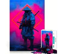 Puzzle da 1000 pezzi "Guerriero Samurai al Neon" per ragazzi, gioco di logica solido, divertimento rilassante, taglio di precisione, regalo speciale (38x52cm)