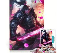 Puzzle da 1000 pezzi "Guerriero Samurai con Spada di Ciliegia" giocattolo educativo gioco di velocità manuale con pezzi di forma casuale completamente ad incastro 38x26cm