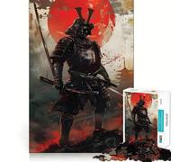 Puzzle da 1000 pezzi "Guerriero Samurai della Luna Rossa" per adulti e ragazzi Ricorda, costruisci lentamente, divertiti, ritagliato con precisione, opera d'arte da collezione (38x26cm)
