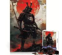 Puzzle da 1000 pezzi "Guerriero Samurai della Luna Rossa" per adulti e ragazzi Ricorda, costruisci lentamente, divertiti, ritagliato con precisione, opera d'arte da collezione (38x26cm)