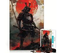 Puzzle da 1000 pezzi "Guerriero Samurai della Luna Rossa" per adulti, gioco di logica, divertimento casual, bordi lisci, decorazione da parete (38x52cm)