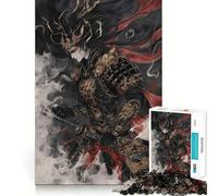 Puzzle da 1000 pezzi "Guerriero Samurai nel fumo" per adolescenti, gioco stimolante per la mente, hobby tranquillo, taglio preciso, regalo stagionale (38x26cm)