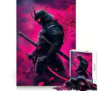 Puzzle da 1000 pezzi "Guerriero Samurai nella Nebbia Rosa" per Adolescenti, Gioco per Allenare la Mente, Attività Artistica Serena, Regalo Stagionale (38x26cm)