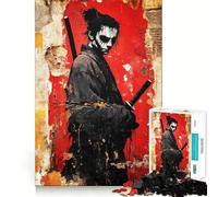 Puzzle da 1000 pezzi "Guerriero Samurai su muro rovinato" per adolescenti, rompicapo, gioco rilassante, taglio premium, regalo di Natale (50x75cm)