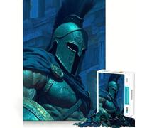 Puzzle da 1000 pezzi "Guerriero spartano in luce blu" per adulti e ragazzi, gioco cognitivo, svago divertente, assemblaggio di modelli, regalo festivo 38x52cm