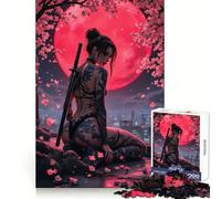 Puzzle da 1000 pezzi "Guerriero tatuato sotto la luna di sangue" per adolescenti, gioco di logica stimolante per il relax, bordi chiari, sorpresa di compleanno 38x26cm