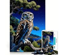 Puzzle da 1000 pezzi "Gufo appollaiato di notte" per ragazzi, gioco di logica e abilità, morbido, rilassante, taglio preciso, regalo prezioso (38x26cm)