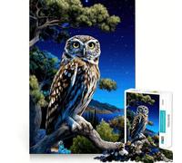 Puzzle da 1000 pezzi "Gufo appollaiato di notte" per ragazzi, gioco di puzzle per stimolare l'intelletto, divertimento per tutta la famiglia, taglio di qualità, regalo elegante (38x52cm)