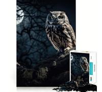 Puzzle da 1000 pezzi "Gufo appollaiato su un vecchio albero" per adulti, gioco di logica, divertente da giocare insieme, bordo premium, regalo elegante (38x26cm)