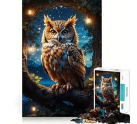 Puzzle da 1000 pezzi "Gufo appollaiato sulla luna" per adulti, gioco stimolante per la mente, per interni, con taglio preciso e opere d'arte (50x75cm)