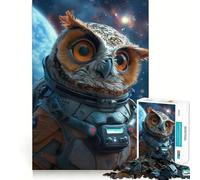 Puzzle da 1000 pezzi "Gufo Astronauta Avventuriero" per adulti, stimola la memoria, ideale per il relax, con tagli precisi, perfetto come regalo per le vacanze (50x75cm)