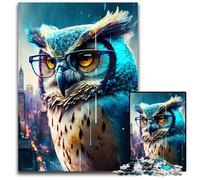 Puzzle da 1000 pezzi Gufo blu in cartone, sfida per la mente, regalo perfetto per adolescenti e arredamento per la casa 26X38CM/10,23x14,96 pollici