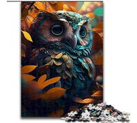 Puzzle da 1000 pezzi "Gufo della foresta blu" in legno regalo perfetto per ragazzi dai 14 anni in su gioco rompicapo da 50x75cm per adolescenti regalo perfetto per una serata di giochi in famiglia.