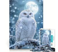 Puzzle da 1000 pezzi "Gufo delle nevi in una notte d'inverno" per ragazzi, gioco di logica, divertimento rilassante, taglio preciso, regalo artistico (38x52cm)