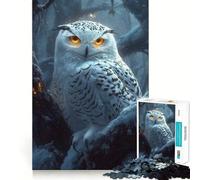 Puzzle da 1000 pezzi "Gufo delle nevi nella foresta invernale" per adulti, gioco per allenare la mente, rilassante, con taglio di precisione, regalo elegante (38x26cm)