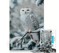 Puzzle da 1000 pezzi "Gufo delle nevi su un ramo" per ragazzi, ideale per migliorare la memoria, per un relax informale e per esporre opere d'arte dai tagli netti (50x75cm)