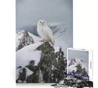 Puzzle da 1000 pezzi "Gufo delle nevi sulla cima di una montagna" per adulti, gioco di logica, passatempo per la casa, bordi puliti, bel regalo (38x52cm)