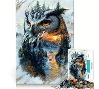 Puzzle da 1000 pezzi "Gufo di montagna mistico" per adolescenti, gioco per allenare la mente, divertente e rilassante, oggetto da collezione (38x26cm)