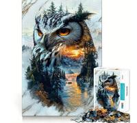 Puzzle da 1000 pezzi "Gufo di montagna mistico" per adulti e ragazzi, rompicapo rilassante, attività artistica da assemblare, regalo premuroso (38x52cm)