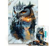 Puzzle da 1000 pezzi Gufo di montagna mistico per adulti, stimolante per la mente, ideale per momenti di relax, con bordi precisi (50x75cm)