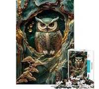 Puzzle da 1000 pezzi Gufo dorato nella grotta di smeraldo Gioco antistress per adulti migliora la memoria ideale come regalo per tutta la famiglia (dimensioni 50x75cm)