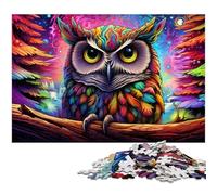 Puzzle da 1000 pezzi "Gufo Fantasy Art" per adulti, in legno, rilassante e divertente, perfetto regalo di Natale e decorazione per la casa, 50x75CM/19,68x29,52 pollici.