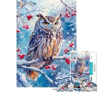 Puzzle da 1000 pezzi Gufo invernale appollaiato Gioco avvincente per coltivare la pazienza Gioco educativo per famiglie Idee regalo divertenti (dimensioni 38x52cm)