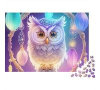 Puzzle da 1000 pezzi "Gufo Magico" con ritratto di gufo mistico luminoso, gioco educativo per adulti, decorazione per la casa, difficile e stimolante, ideale come di compleanno. 38x26cm/1000pcs