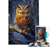 Puzzle da 1000 pezzi "Gufo mistico nella foresta invernale" Puzzle per adulti sfida di velocità manuale Difficile e stimolante Ideale come regalo 50x75cm