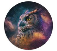 Puzzle da 1000 pezzi, gufo, nebulosa, puzzle rotondo da 1000 pezzi, fai da te, decorazione artistica, regalo di compleanno perfetto, 67,5x67,5 cm
