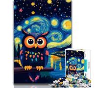 Puzzle da 1000 pezzi "Gufo nel cielo notturno" di Night Sky per adulti e ragazzi, sfida difficile e antistress, ideale come regalo per tutta la famiglia (38x26cm)