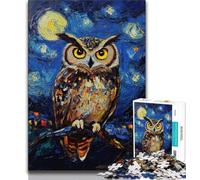 Puzzle da 1000 pezzi "Gufo nel cielo notturno" per adolescenti e adulti, aiuta il cervello a esercitare i giocattoli avvincenti per coltivare la pazienza, adatto alle coppie (75x50cm)