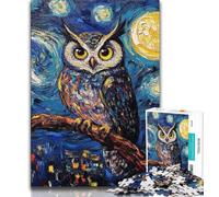Puzzle da 1000 pezzi "Gufo nel cielo notturno" per adulti e ragazzi giochi educativi decorazioni per la casa regalo per tutta la famiglia (26x38cm)