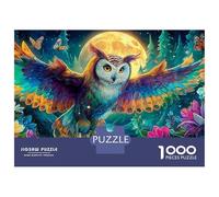Puzzle da 1000 pezzi "Gufo nel cosmo", colorato, magico, gufo, per adulti dai 12 anni in su, gioco educativo, decorazione per la casa, difficile, stimolante, regali di compleanno, 52x38 cm/1000 pezzi