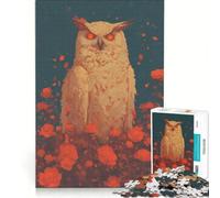 Puzzle da 1000 pezzi Gufo nel roseto Gioco impossibile Taglio di precisione con pezzi di forma casuale completamente ad incastro 38x52cm