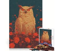 Puzzle da 1000 pezzi "Gufo nel roseto" per ragazzi, stimola la memoria, gioco rilassante, bordi netti, regalo di alta qualità (38x52cm)