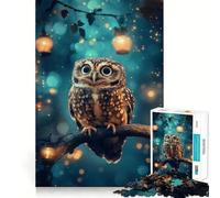 Puzzle da 1000 pezzi "Gufo nella foresta incantata" per ragazzi, stimolante per la memoria, gioco rilassante, bordi netti, regalo di alta qualità (50x75cm)