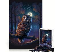 Puzzle da 1000 pezzi "Gufo nella foresta notturna" per adulti, gioco intelligente da comporre insieme, divertente idea regalo stagionale (38x52cm)