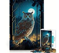 Puzzle da 1000 pezzi "Gufo nella foresta notturna" per ragazzi, gioco di logica chiaro, leggero e rilassante, taglio perfetto, regalo affettuoso (50x75cm)