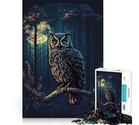 Puzzle da 1000 pezzi "Gufo nella foresta notturna" per ragazzi, gioco di logica chiaro, leggero e rilassante, taglio perfetto, regalo affettuoso (50x75cm)